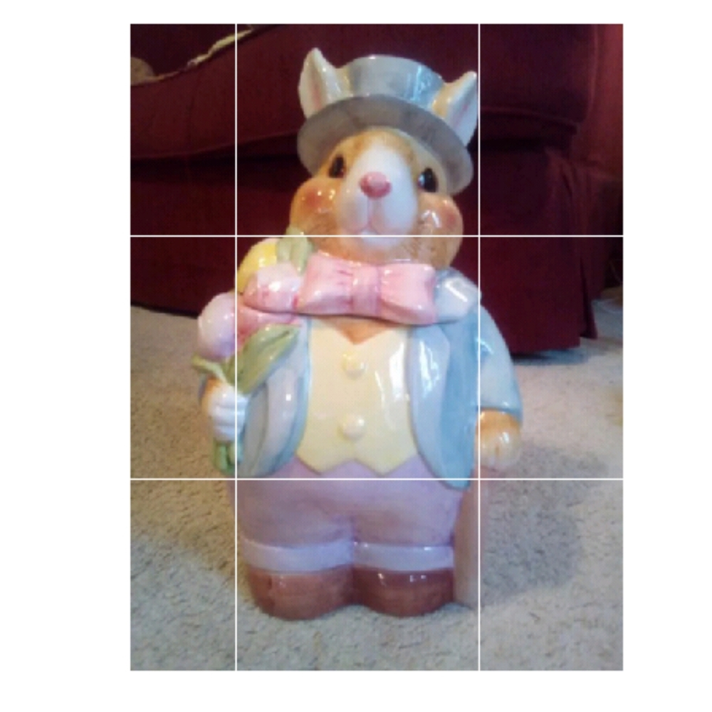 Vintage Young's ceramic rabbit cookie jar